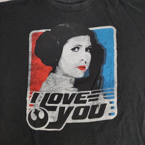 Star Wars Princess Leia "I Love You" Black Short Sleeve Tee Shirt Men's Size XXL - Picture 2 of 4
